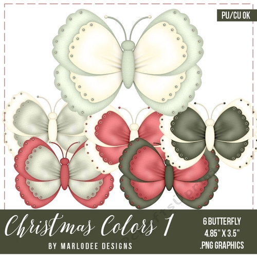Christmas Colors 1 Butterfly Graphics