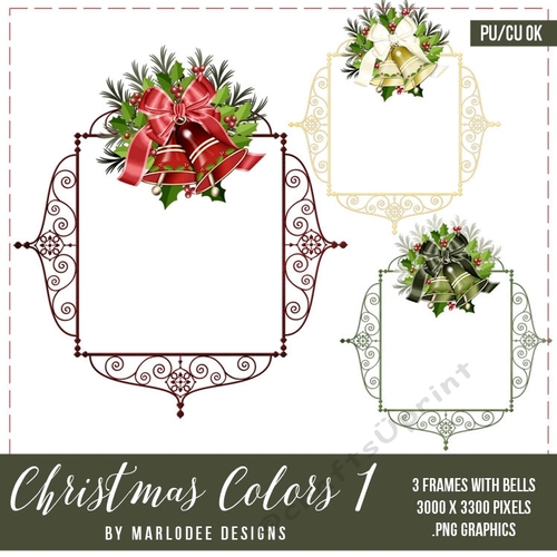 Christmas Colors 1 - Decorated Frames with Holiday Bells