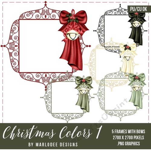 Christmas Colors 1 - Decorated Frames with Bows & Bells