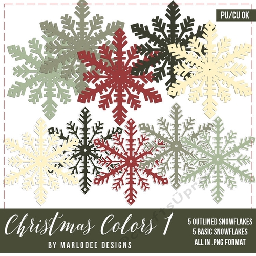 Christmas Colors 1 Snowflake Graphics