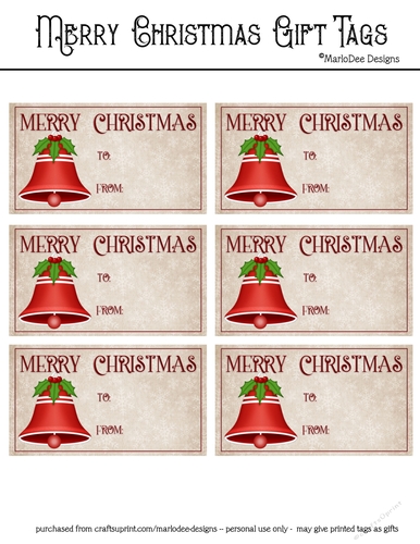 Merry Christmas Gift Tags - Red Bell Design 