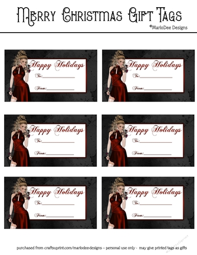 Happy Holidays Gift Tags - Sexy Christmas Fantasy Woman Design 1