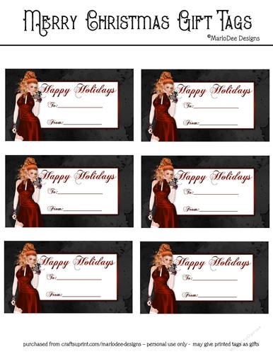 Happy Holidays Gift Tags - Sexy Christmas Fantasy Woman Design 2