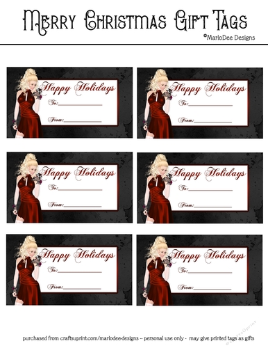 Happy Holidays Gift Tags - Sexy Christmas Fantasy Woman Design 3