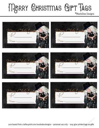 Merry Christmas Gift Tags - Sexy Christmas Fantasy Woman Design 1