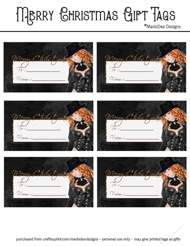 Merry Christmas Gift Tags - Sexy Christmas Fantasy Woman Design 2