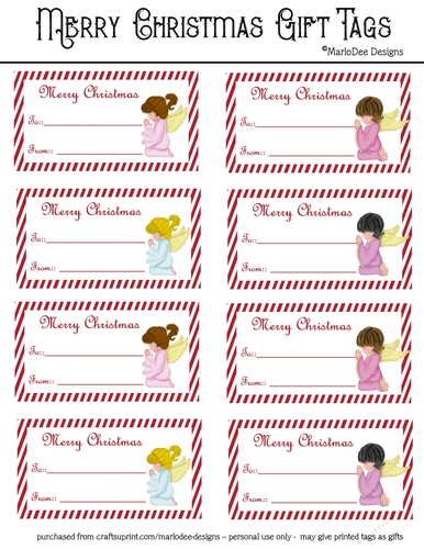 Merry Christmas Gift Tags - Little Praying Angels Sheet 3
