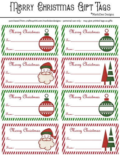 Merry Christmas Gift Tags - Santa, Ornament and Trees