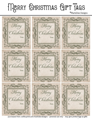 Merry Christmas Gift Tags - Elegant Green Frame Design