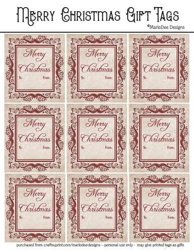 Merry Christmas Gift Tags - Elegant Red Frame Design
