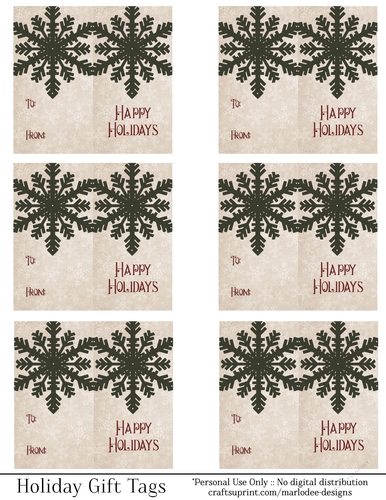 Happy Holidays Gift Tags - Green Snowflake Folding Design