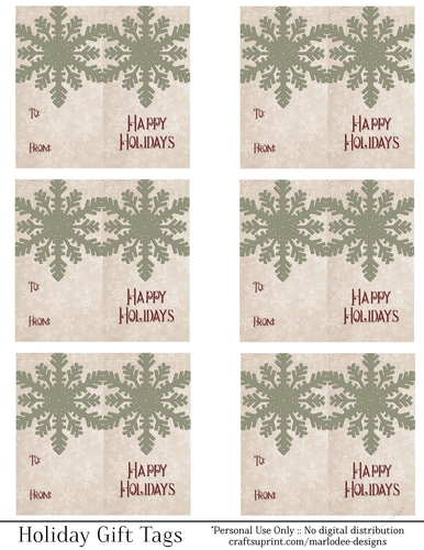Happy Holidays Gift Tags - Light Green Snowflake Folding Design