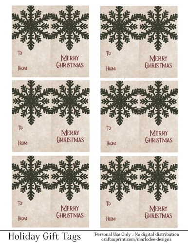 Merry Christmas Gift Tags - Green Snowflake - Folding Design