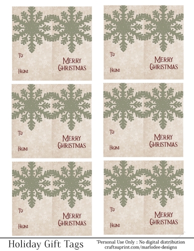 Merry Christmas Gift Tags - Light Green Snowflake - Folding Design