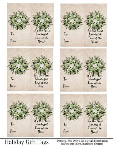 Most Wonderful Time of Year Gift Tags - Light Green Poinsettia Wreath - Folding Design