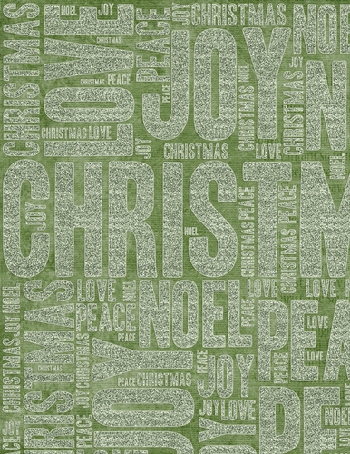 Green Glitter Christmas Words A4 Background Paper {CC1}