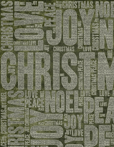 Dark Green Glitter Christmas Words A4 Background Paper {CC1}