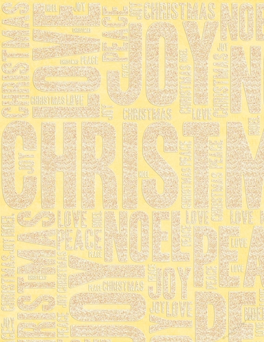Yellow Glitter Christmas Words A4 Background Paper {CC1}