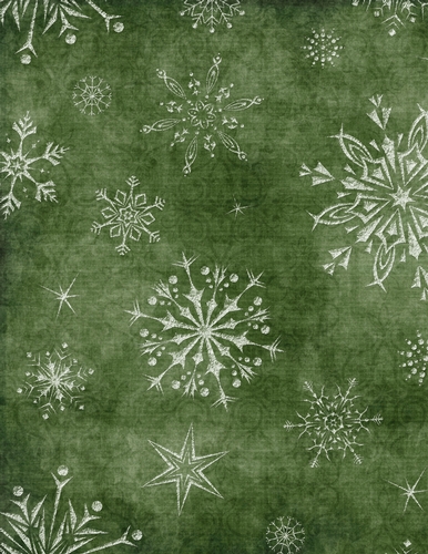Crystal Snowflake Pattern on Green A4 Background Paper {CC1}