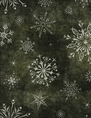 Crystal Snowflake Pattern on Dark Green A4 Background Paper {CC1}
