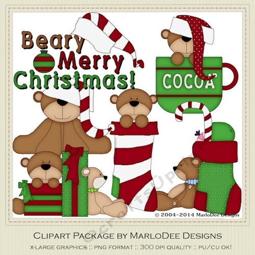 Beary Merry Christmas - Clip Art Graphics