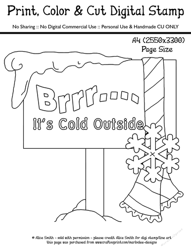 Brrr Its Cold Outside Mailbox Winter Season Word Art - Large Digital Stamp