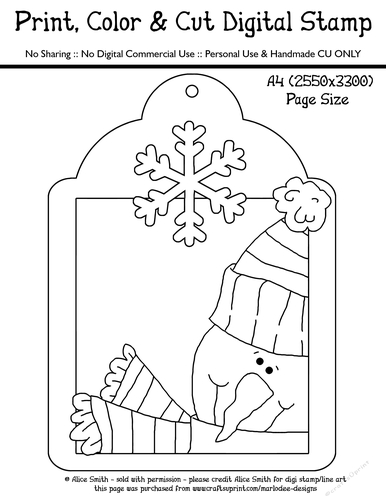 Snowman Gift Tag - Brrr Its Cold Outside - Large Digital Stamp