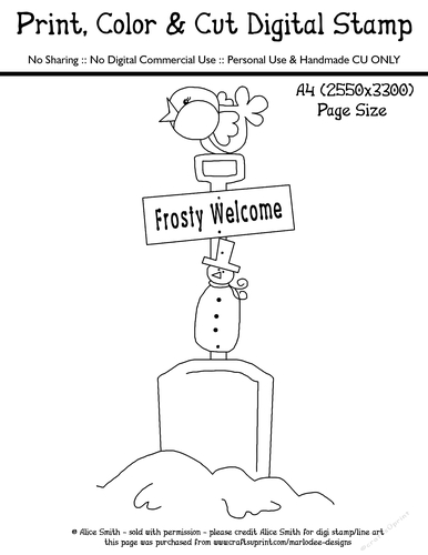 Frosty Welcome Shovel Sign - Frosty the Snowman - Large Digital Stamp