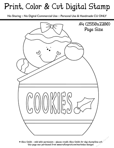 Gingerbread Girl in Cookie Jar - Ginger Cooky - Large Digital Stamp