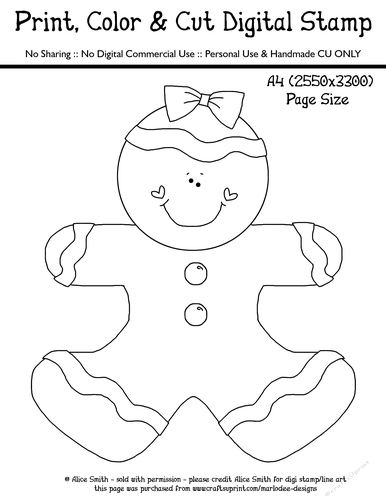 Gingerbread Girl 2 - Ginger Cooky - Large Digital Stamp