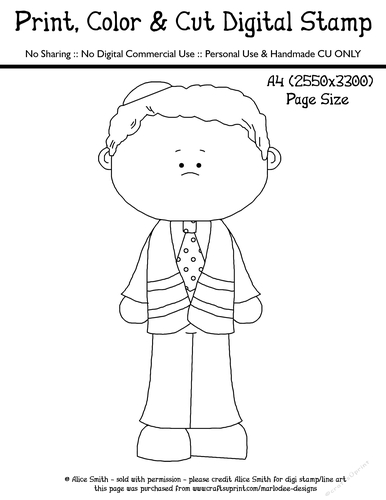 Jewish Boy - Hanukkah - Large Digital Stamp
