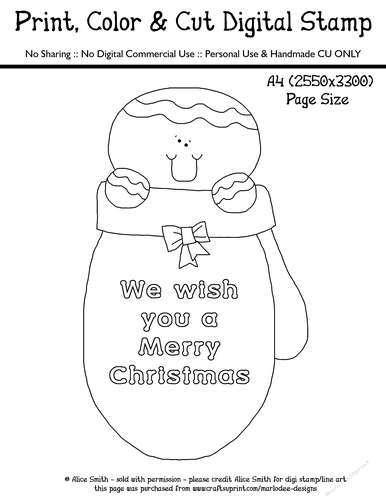 We Wish You a Merry Christmas - Gingerbread - Large Digital Stamp