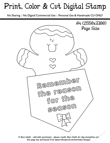 Remember the Reason for the Season - Gingerbread - Large Digital Stamp
