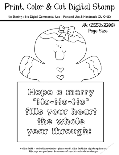 Hope a merry Ho Ho Ho fills your heart - Gingerbread - Large Digital Stamp