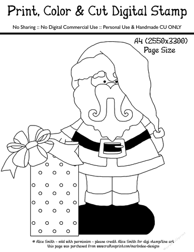 Santa Claus standing with a Gift - Its Santa Collection - Large Digital Stamp
