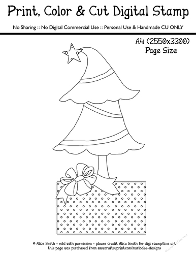 Christmas Tree with Present - Its Santa Collection - Large Digital Stamp