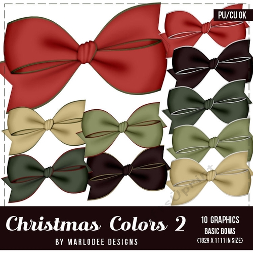 Christmas Colors 2 Digital Bows Graphics