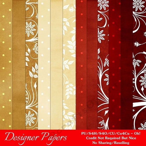 Christmas Colors 3 Cardstock, Dots & Floral Digital Paper Backgrounds