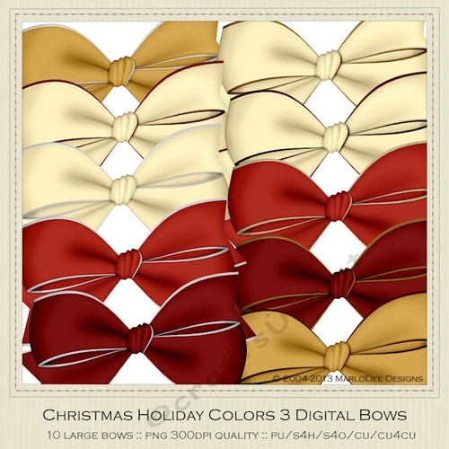 Christmas Colors 3 Digital Bows Graphics