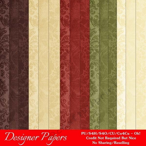 Christmas Colors 4 Damask Patterns A4 Size Digital Paper Backgrounds