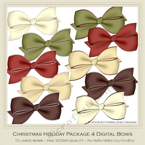 Christmas Colors 4 Digital Bows Graphics