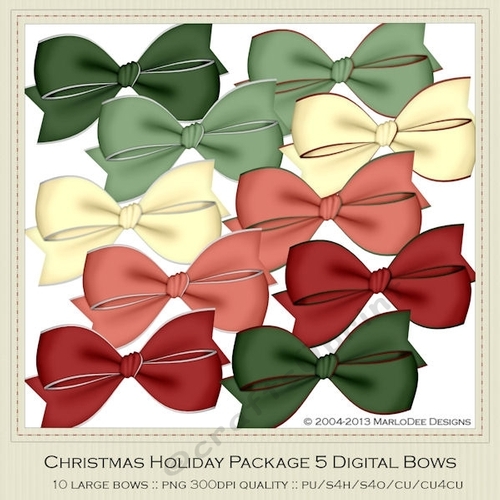 Christmas Colors 5 Digital Bows Graphics