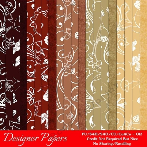 Christmas Colors 6 Floral Patterns A4 Size Digital Paper Backgrounds