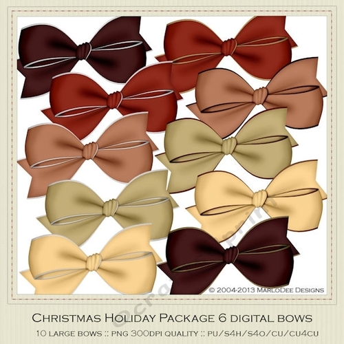 Christmas Colors 6 Digital Bows Graphics