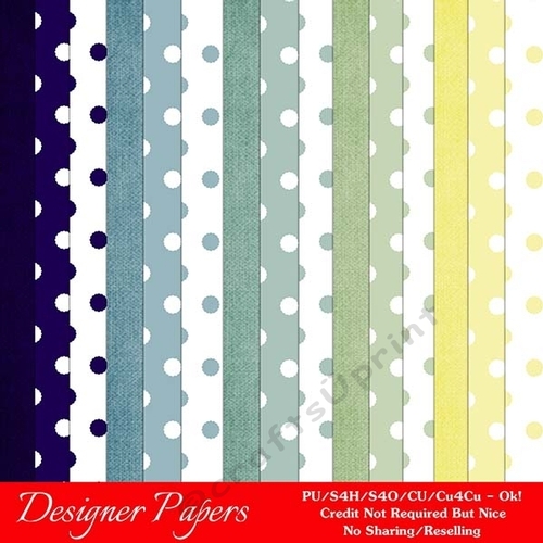 Nautical Colors - Cardstock & Polka Dots A4 Digital Paper Backgrounds