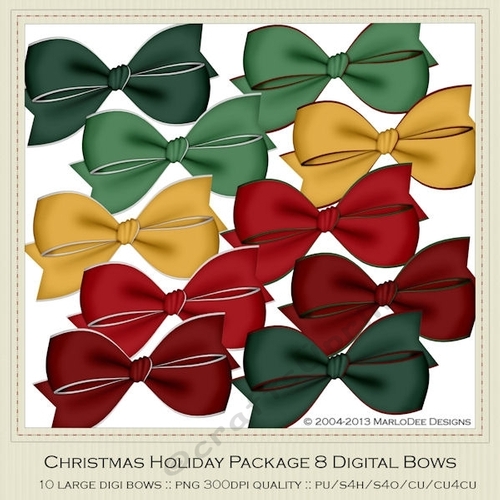 Christmas Colors 8 Digital Bows
