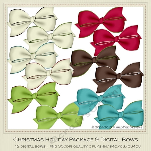 Christmas Colors 9 Digital Bows