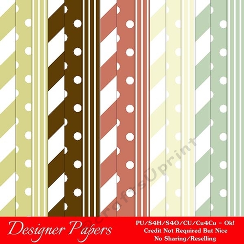 Christmas Colors 10 Chevron, Polka Dots & Stripes A4 Digital Paper Backgrounds