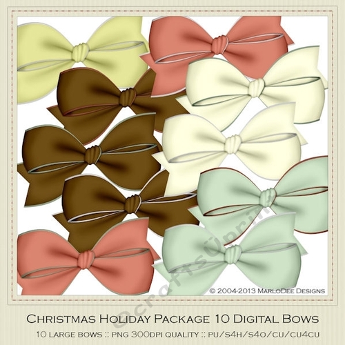 Christmas Colors 10 Digital Bows