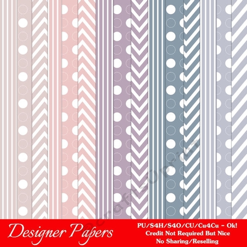 Winter Season Colors 10 Chevron, Dots and Stripes Patterns Digital Paper Backgrounds